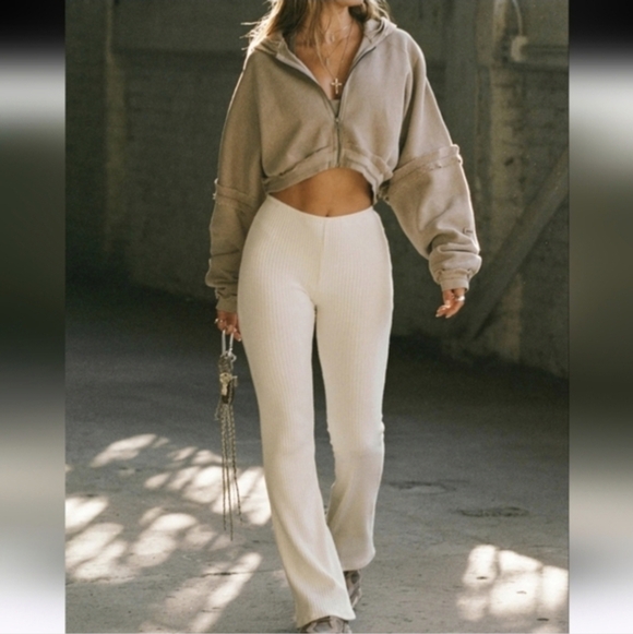 Joah Brown Pants - Joah Brown Fitted Mini Flare Pants SOLD OUT Luxe Knit Ribbed RARE GUC